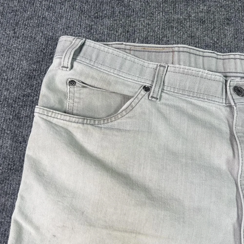 Vintage Levis Jeans Mens 44x23 Gray Cotton Denim Straight Leg Workwear Capri